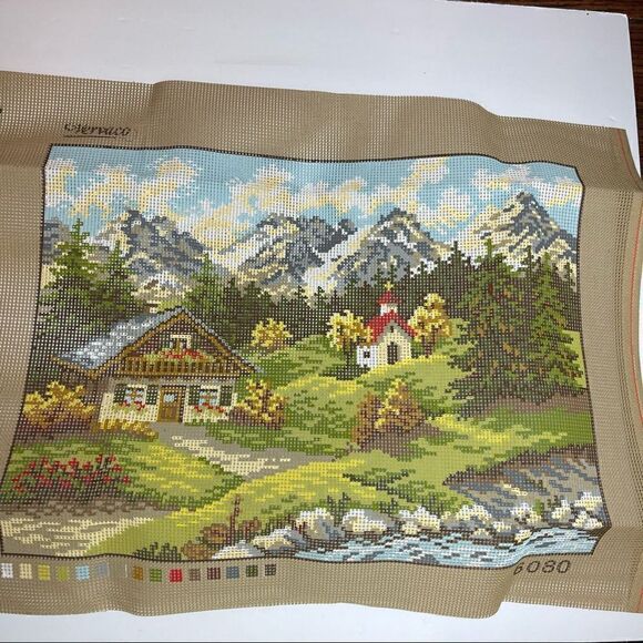 Vervaco Embroidery Needlework Kit 6080 Mountain Cottage Church Scene - Picture 3 of 12